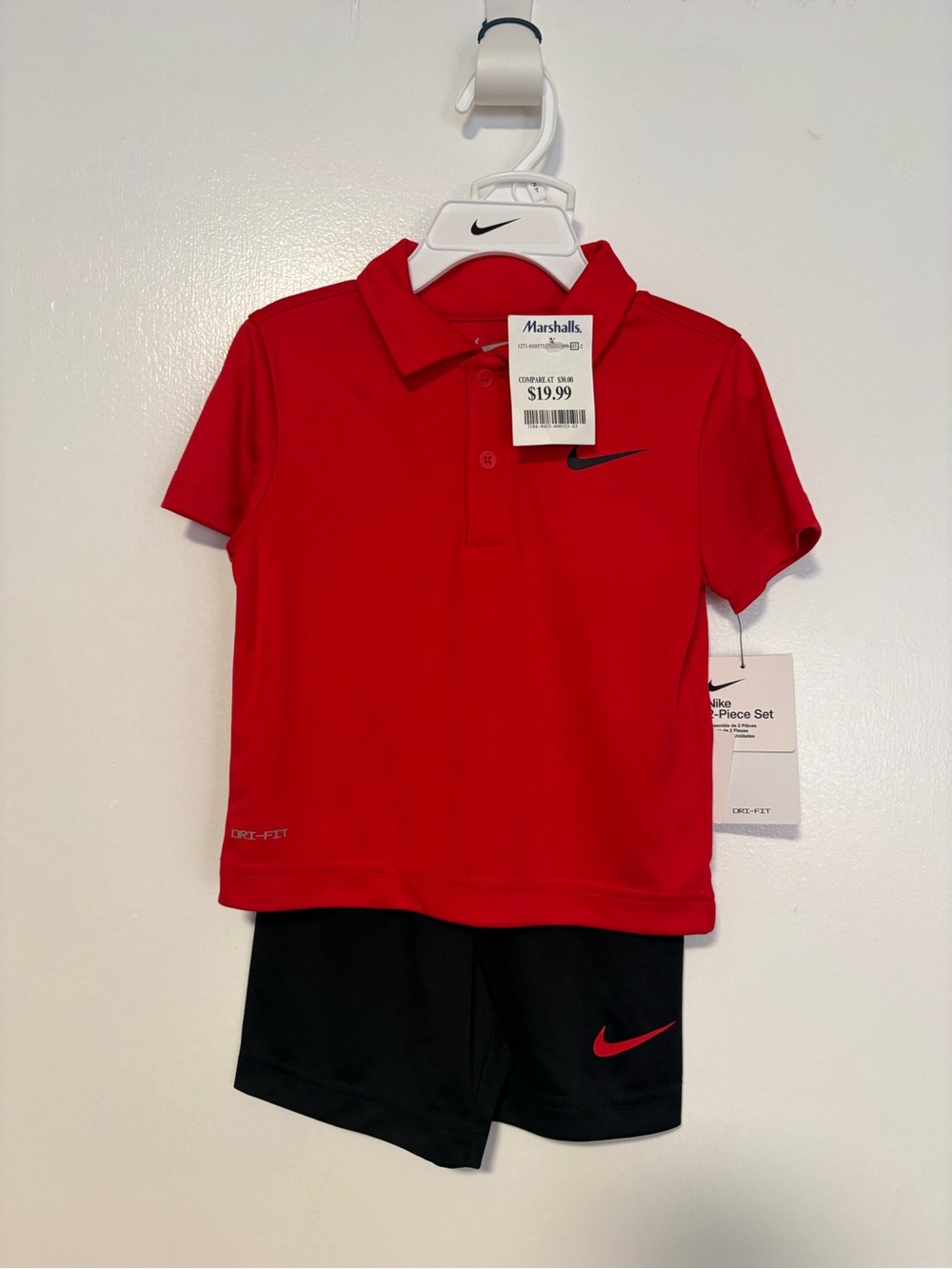 Nike Red Polo and Black Shorts Kids Set
